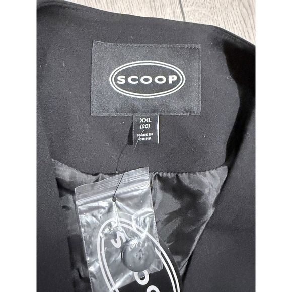Scoop Womens Black Collarless Barrel Sleeve Blazer Jacket Plugs XXL 20 2X NEW - Picture 3 of 7